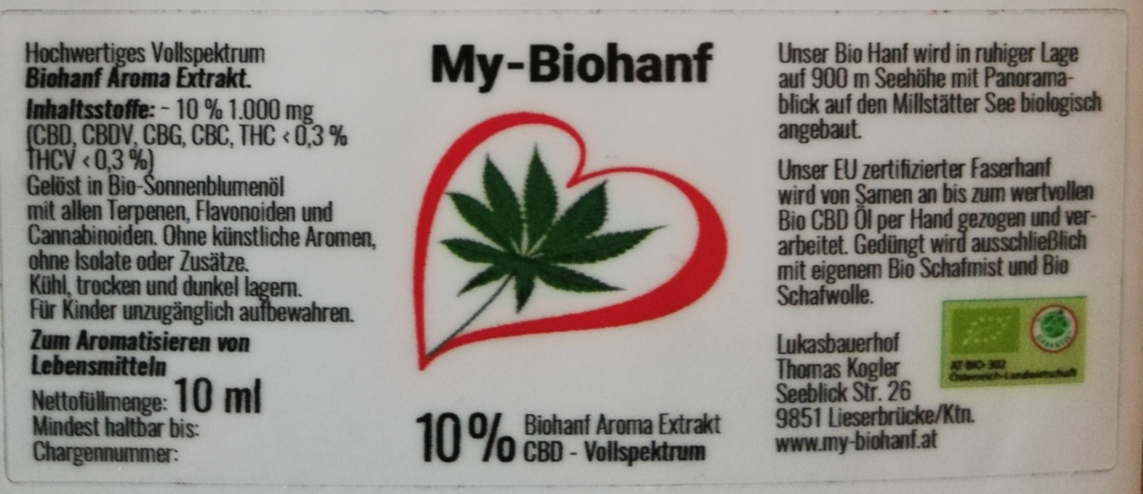 10%                                                                                                                                     CBD Aroma Extrakt 1.000 mg  Vollspektrum 10 ml OHNE ISOLATE