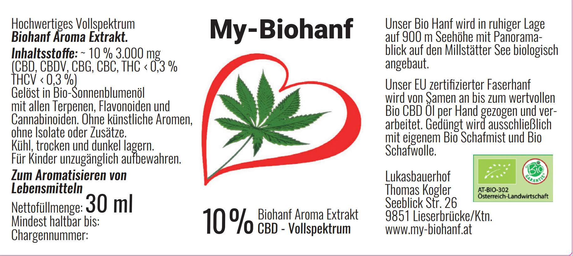 10%                                                                                                                                  CBD Aroma Extrakt 3.000 mg  Vollspektrum 30 ml OHNE ISOLATE